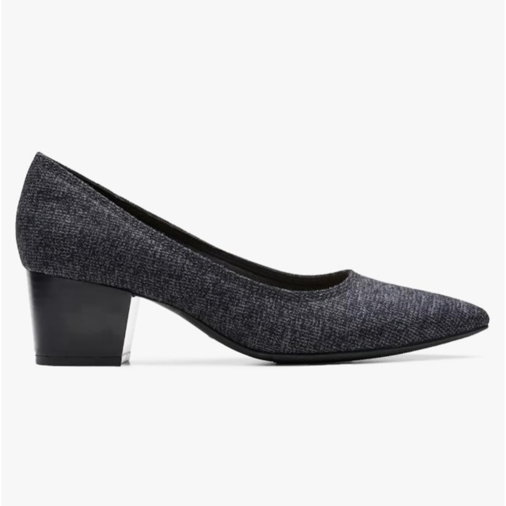 Clarks Ellanie Hope Pump Heel Charcoal Intrest Textile Color Size 11 Wide.